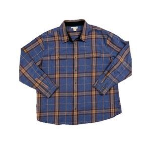 Carbon 2‎ Cobalt Shirt Mens XXL Blue Heavy Plaid Flannel Casual College Outdoor